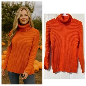 Alpaca Warehouse Turtleneck Soft Sweater Ribbed Alpaca Orange Pull Over Women S